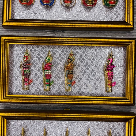 3 hanging wall art thai souvenir enamel metal pins on picture frames unique - Picture 4 of 8